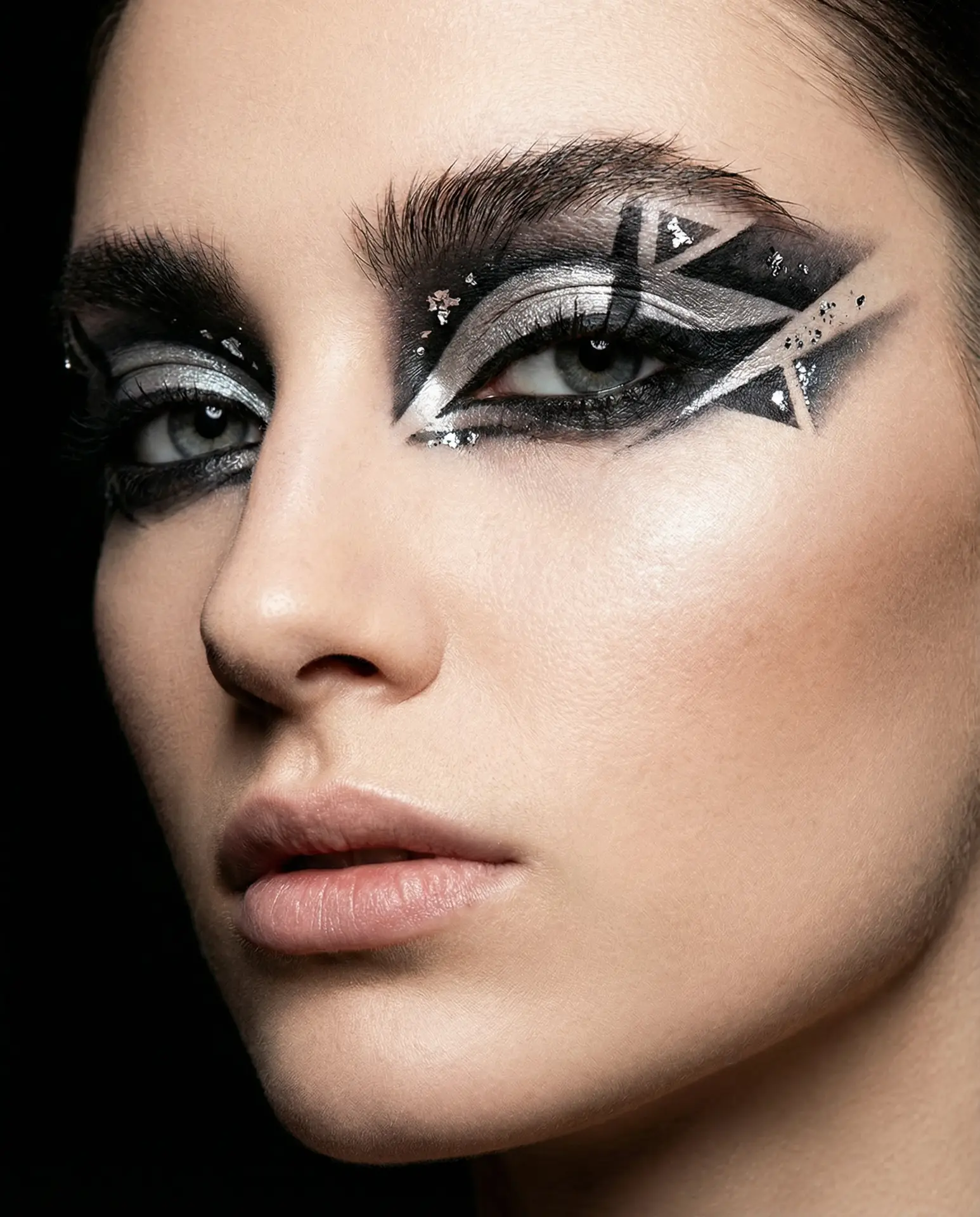 前卫几何眼妆 美妆艺术特写